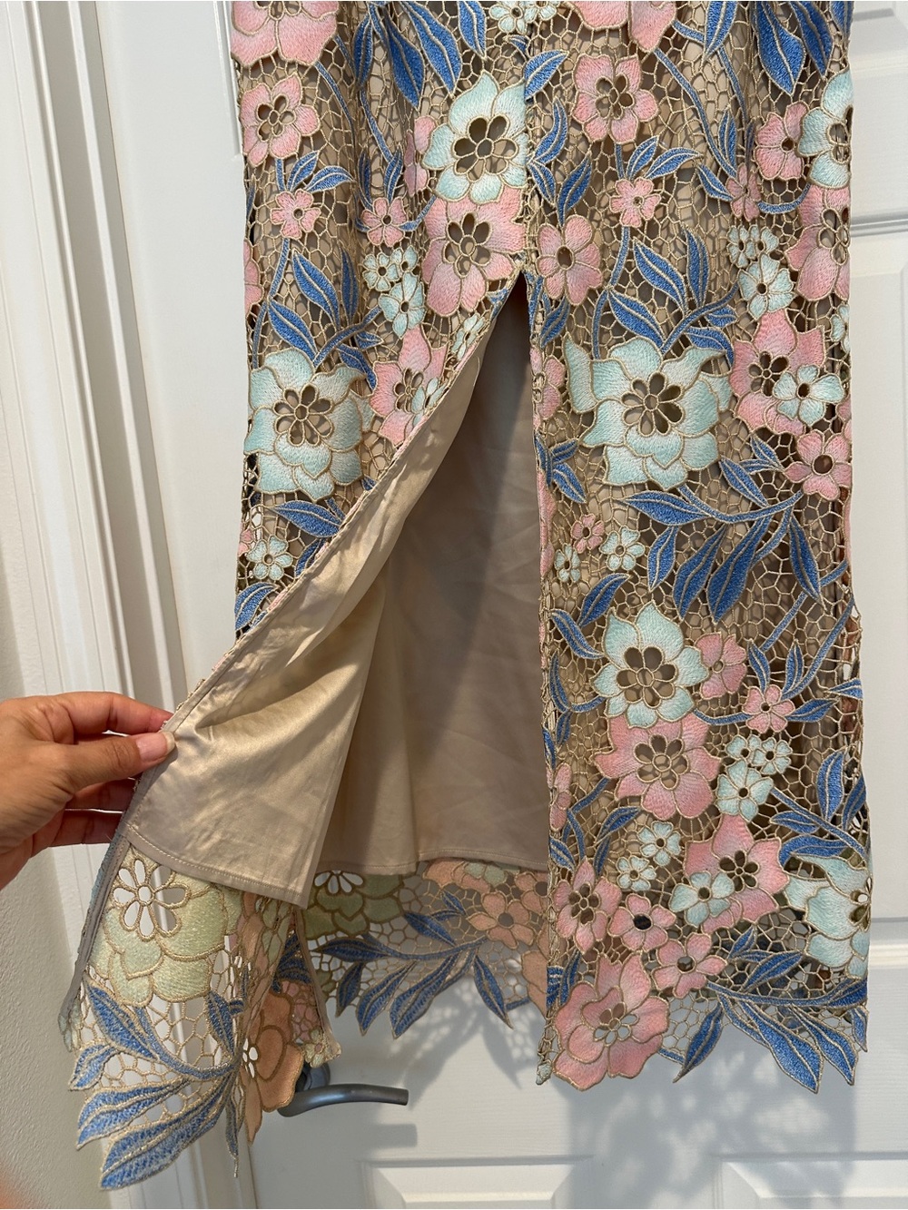 NWT Pastel Floral Lace Maxi Skirt - Pink & Blue - Picture 6 of 6